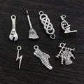 Assorted Tool Broom and Shoe Charms in Silver Tone Metal view 3