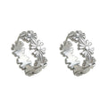 Silver Tone Hollow Cross Pattern Mini Hoop Earrings Pair view 5