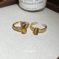 Gold Tiger Eye Crystal Open Adjustable Ring Two Styles view 2