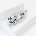 Silver Tone Lady Brooch with Iridescent Shell Dress view 2