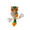 Gold Tone Silver Tone Owl Crystal Enamel Two Designs Metal Brooch Pin view 6
