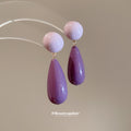 Purple Resin Teardrop Stud Earrings Statement Pair view 1