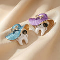 Enamel Tooth in Hat Brooch in Purple and Blue for Jackets and Scarves view 3