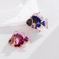 Purple White Fish Enamel Two Designs Metal Brooch Pin view 5