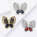 Openwork Crystal Butterfly Brooch in Detailed Metal and Crystal Design view 1