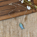 Blue Fish Pendant Necklace with Pearl Accents Fashion Jewelry view 1