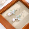 Pale Green Butterfly Pearl Look Silver Hook Earrings view 4