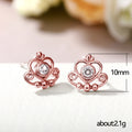 Crown Heart Stud Earrings in Silver and Rose Gold Tone Options view 5