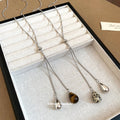Mixed Stone Teardrop Adjustable Pendant Necklace Jewelry Design view 2