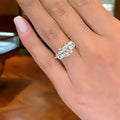 Silver Tone Three Stone Square Cut Statement Ring With Pavé Band view 3