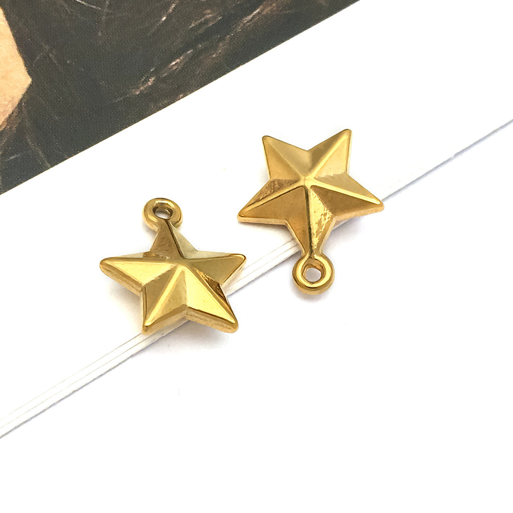Stainless Steel Hollow Cross Four Point Star Charm Pendant for DIY Necklace Bracelet