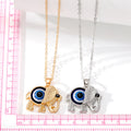Gold and Silver Tone Elephant Evil Eye Pendant Necklaces view 5