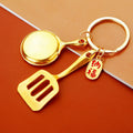 Jeweled Gold Spatula and Frying Pan Kitchen Utensil Keychain view 2