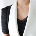 Gold Oval Female Body Relief Pendant Necklace Cable Chain view 6