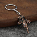 Metal Fighter Jet Keychain in Three Antique Color Finishes view 4