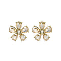 Gold Flower Crystal Stud Earrings Champagne Teardrop Petals view 5