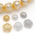 Dotted Bowl and Open Flower Metal Bead Caps Jewelry Findings view 1