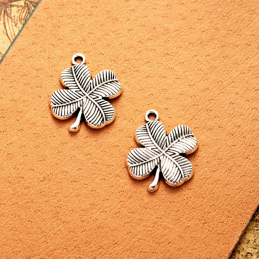 Vintage Alloy Four Leaf Clover Charm Pendant for DIY Jewelry