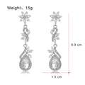 Silver Tone Flower Tassel Crystal Two Designs Metal Dangle Earrings view 2