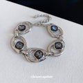 Silver Hollow Link Crystal Bracelets Gray Blue Amber view 4