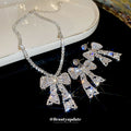 Crystal Bow Statement Jewelry in Earrings and Necklace Styles view 4