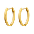 Flat Oval Huggie Hoop Earrings Gold And Steel Tone Metal view 5