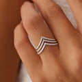 Triple Chevron Pave Statement Ring In Polished Silver Tone view 3