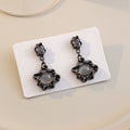 Black Irregular Open Medallion Short Dangle Earrings view 6
