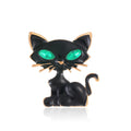 Black Silver Tone Cat Two Designs Metal Brooch Pin view 1