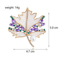 Maple Leaf Pearl Look Two Designs Metal Brooch Pin view 3