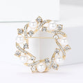 Pearl Wreath Brooch with Crystal Leaf Details Decorative Metal Pin view 2