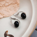 Silver Hoop Earrings Color Bead Donut Leverback Styles view 4