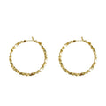Gold Tone Faceted Square Segment Large Hoop Earrings view 5