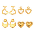 Stainless Heart and Crescent Stud Drop Earrings Mix view 5
