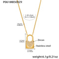 Heart Padlock Zircon Pendant Necklace Gold Or Steel Tone view 6