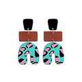 Resin N-Shape Geometric Drop Earrings Two Print Colorways view 5