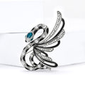 Black White Winged Snake Rhinestone Enamel Brooch Pin view 4