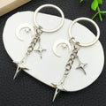 Three-Style Antique Silver Moon Star and Cross Charm Keychain Collection view 4