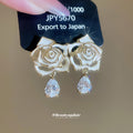 Rose And Crystal Teardrop Earrings In Two Colors Statement Jewelry view 4