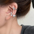 Silver-Tone Pearl And Crystal Asymmetric Ear Cuff Fashion Jewelry view 6