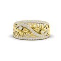 Gold Openwork Floral Scroll Pavé Band Ring Sizes Alloy view 2