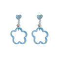 Blue Flower and Button Drop Earrings in Two Playful Styles view 5