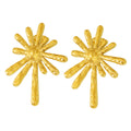 Gold and Steel Hammered Starburst Sun Stud Earrings Pair view 5