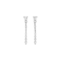 Silver Tone Linear Crystal Drop Earrings with Fine Chain Tassels view 5