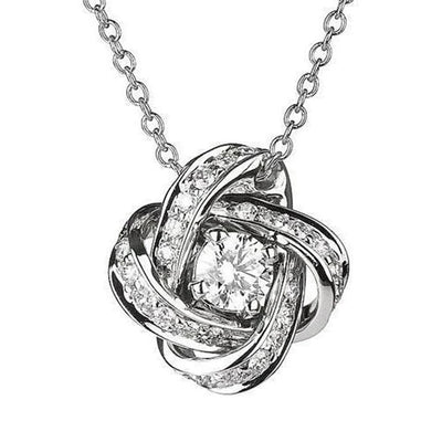 Product view 1 showing interwoven heart pendant with clear stones