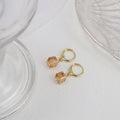 Champagne and Clear Cube Gold Tone Small Huggie Earrings view 3