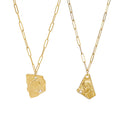 Gold Irregular Portrait Pendant Paperclip Chain Necklace view 5