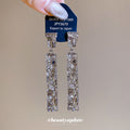 Gold and Silver Tone Textured Bar Drop Earrings Statement Jewelry view 2