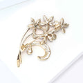 Curled Stem Crystal Flower Bouquet Brooch in Purple or Navy view 4