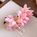 Fabric Flower Duckbill Hair Clips Pink White Purple view 6